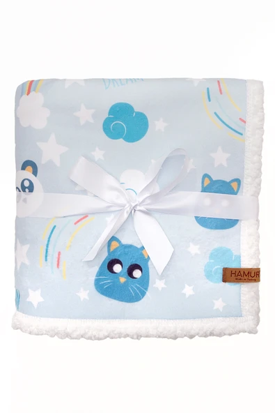 Fluffy Bebek Battaniyesi 80x100 CmDream Kundak Puset Çift Taraflı Koyun Tüyü Battaniye 100x80 - Resim 2