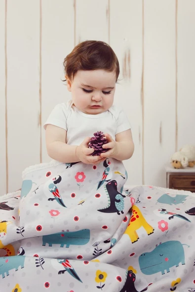 Fluffy Bebek Battaniyesi 80x100 Cm Animal Kundak Puset Çift Taraflı Koyun Tüyü Battaniye 100x80 - 5