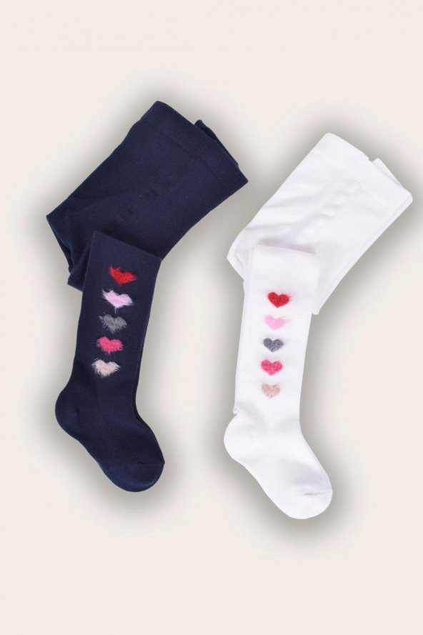2li Kalp Desenli Külotlu Çorap