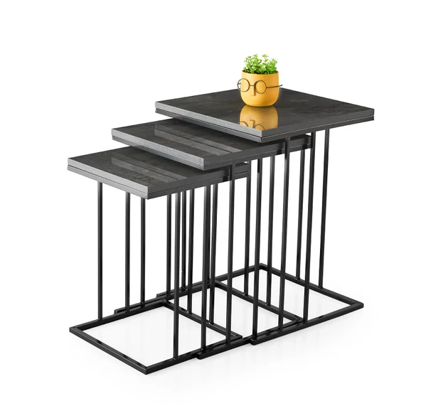 Elit C Zigon Sehpa 3'lü Metal Ayak - 3