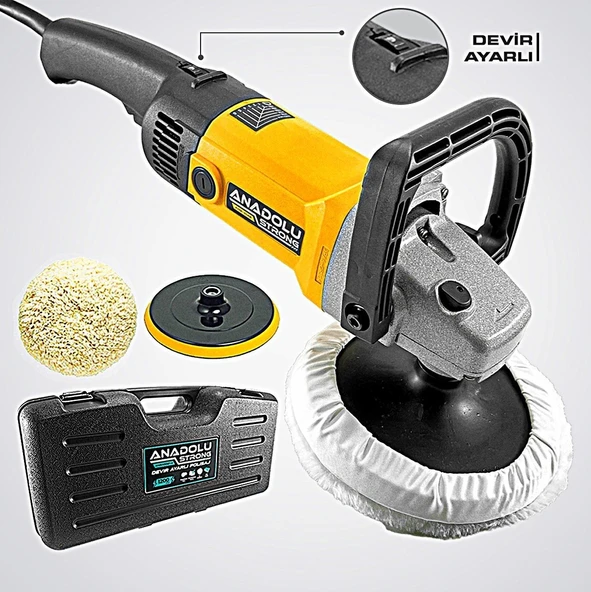 AnadoluStrong ANS1046  Devir Ayarlı 180mm 6 Kademeli  Pasta Cila Koltuk Fırçalama Polisaj  Makinesi - 7