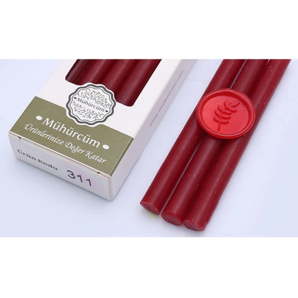 Mühür Mumu Çubuk 11mmx120mm 10 lu Paket Model: 311 KİRAZ KIRMIZI ürün görseli