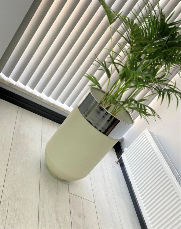 Dekoratif Krom Darbuka Beyaz Saksı 70cm - Resim 2