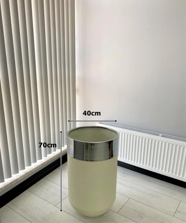 Dekoratif Krom Darbuka Beyaz Saksı 70cm - Resim 3