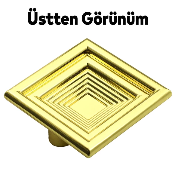 Prenses Kare Mobilya Çekmece Mutfak Kapak Dolap Dolabı Kulpu Kulbu 32 Mm Gold Sert Plastik Kulpları - 7
