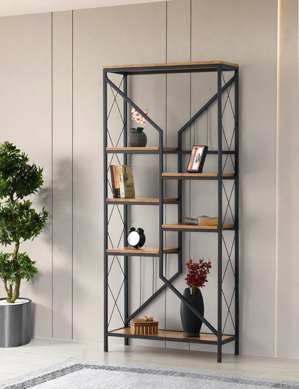 Erezoğulları Mobilya Flora Dekoratif Ferforje Kitaplık 80x30x182 - 2