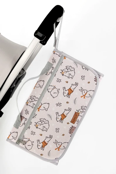 Bebek Alt Açma Minderi Bakım Çantası Tavsan Pudra ürün görseli 1