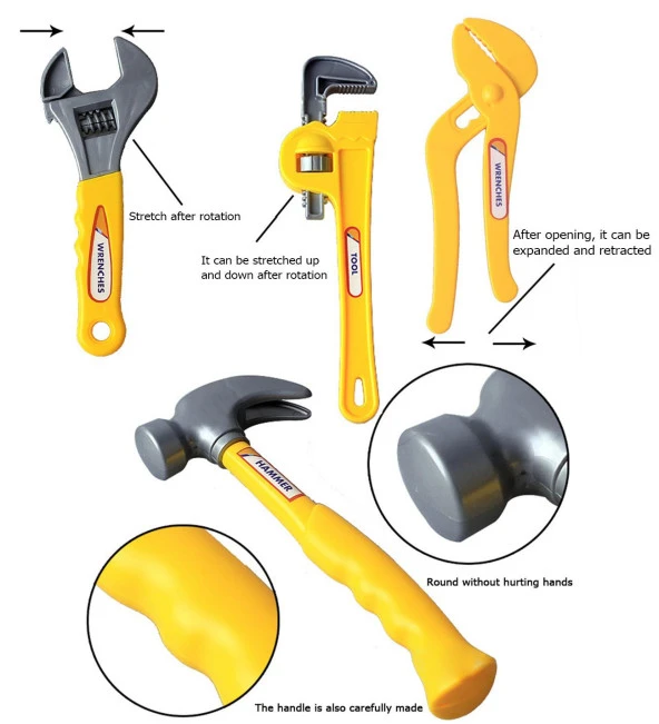 Pilli, 20 Parça  Oyuncak Tamir SETİ - Darbeli Matkap,Testere,Çekiç, Pense ve Fazlası... - 4