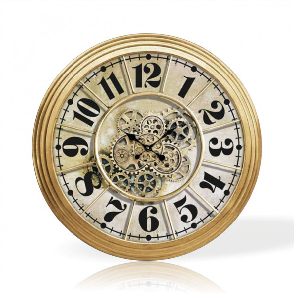 Dev Büyük 80cm Hareketli Çarklı Mekanizmalı Mekanik Salon Yemek Oturma Odası Resepsiyon Duvar Saati ürün görseli 1