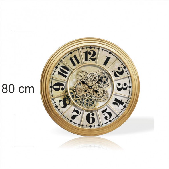 Dev Büyük 80cm Hareketli Çarklı Mekanizmalı Mekanik Salon Yemek Oturma Odası Resepsiyon Duvar Saati - Resim 2