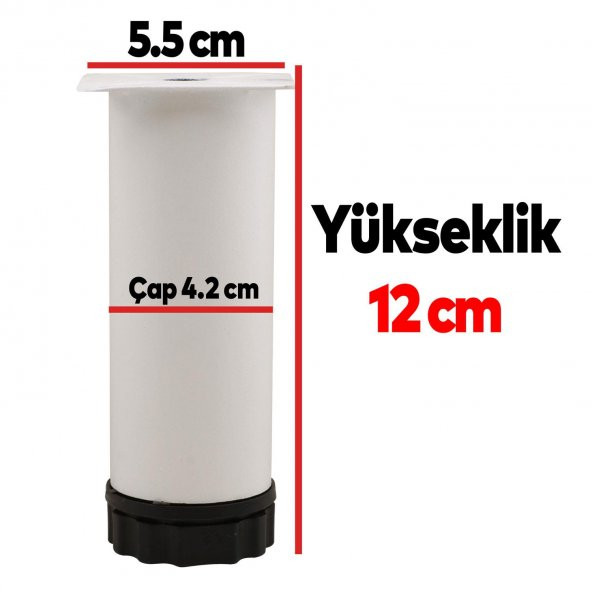 Mobilya Kanepe Baza Koltuk Metal Destek Ayağı Beyaz Ayak 12 cm - Resim 2