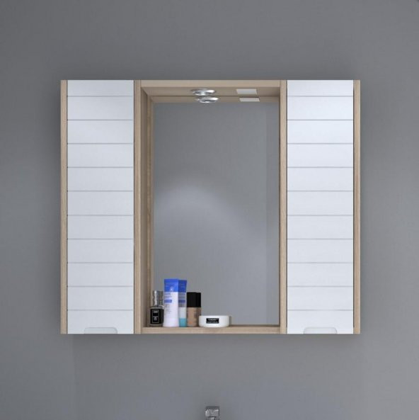 Denko Mostar 90 cm MDF Lake Aynalı Banyo Dolabı Üst Modül