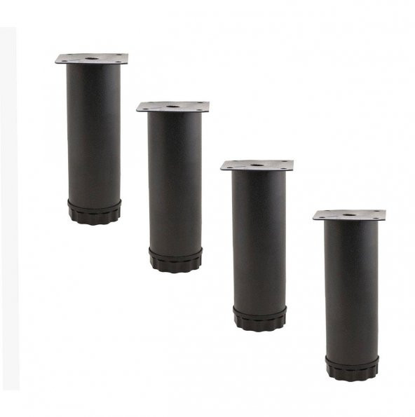Mobilya Koltuk Metal Destek Ayağı Ayarlanabilir Siyah Ayak 12 cm
