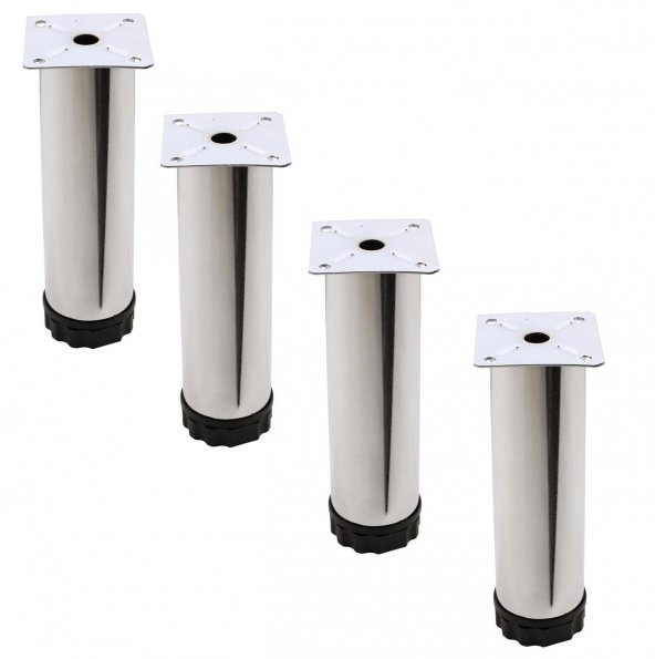 Mobilya Kanepe Baza Koltuk Metal Destek Ayağı Ayarlanabilir Krom Ayak 15 cm (4 ADET)