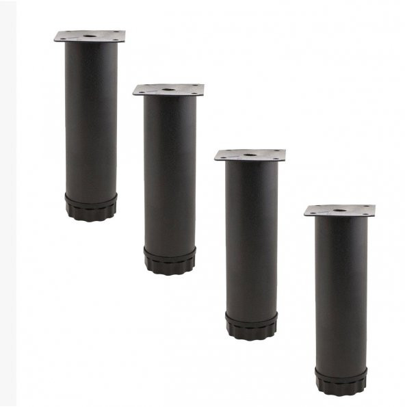 Mobilya Kanepe Baza Koltuk Metal Destek Ayağı Ayarlanabilir Siyah Ayak 15 cm ( 4 ADET)