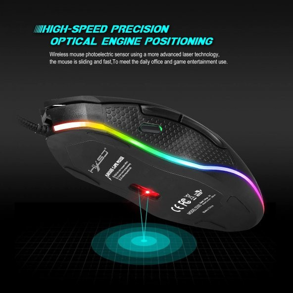 HXSJ S500 RGB Kablolu Mouse 4800 dpı - Resim 4
