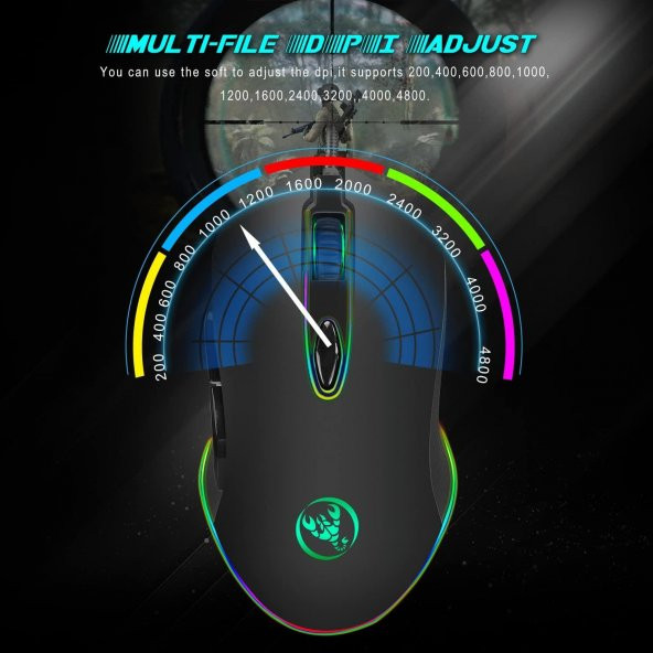 HXSJ S500 RGB Kablolu Mouse 4800 dpı - Resim 6
