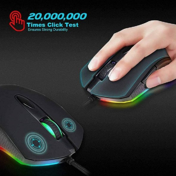 HXSJ S500 RGB Kablolu Mouse 4800 dpı - Resim 3