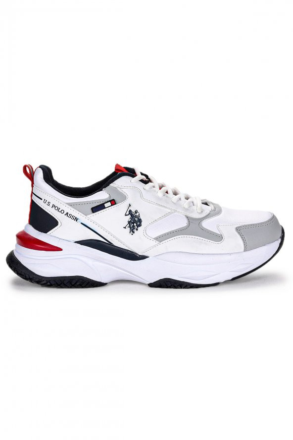 U.S. Polo Assn Solidar Bağcıklı Erkek Spor Ayakkabı Beyaz - Kırmızı