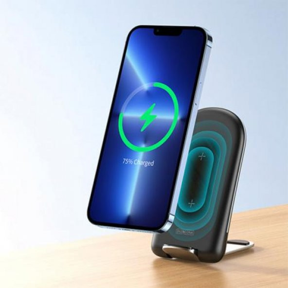 Coofbe Super Şarj 15W Stantlı Katlanabilir Kablosuz Şarj Cihazı Akım Korumalı İphone 14 13 1 2 Şarj - 6