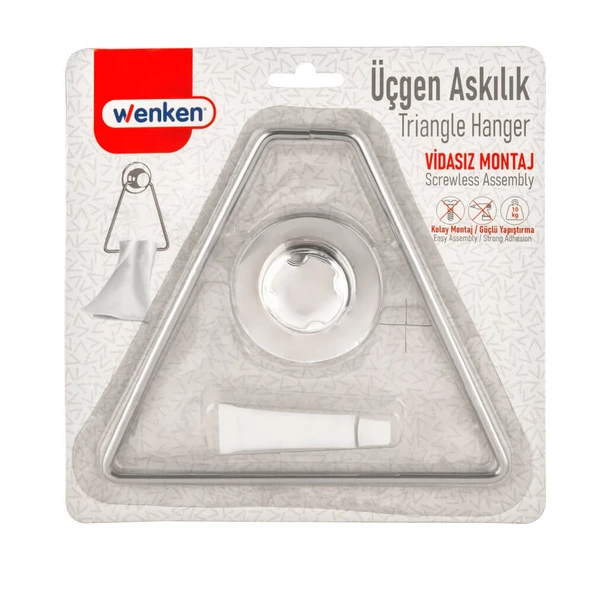Wenken Vidasız Ultra Güçlü Yapıştırma Lüks Krom Üçgen Havlu Askılığı - 2