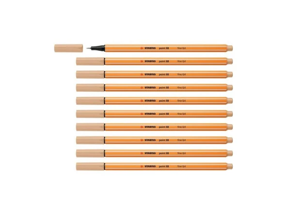 Stabilo İnce Keçe Uçlu Kalem 88 Point 0.4 MM Ten Rengi Fineliner Kalem (10 Lu Paket) - 1