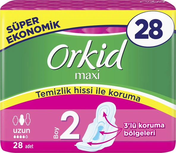 Orkid Maxi Uzun 28 Adet Süper Ekonomik Paket Hijyenik Ped - 6