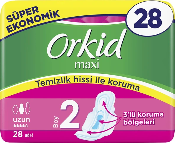 Orkid Maxi Uzun 28 Adet Süper Ekonomik Paket Hijyenik Ped - 5