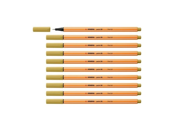 Stabilo İnce Keçe Uçlu Kalem 88 Point 0.4 MM Açık Haki Fineliner Kalem (10 Lu Paket)
