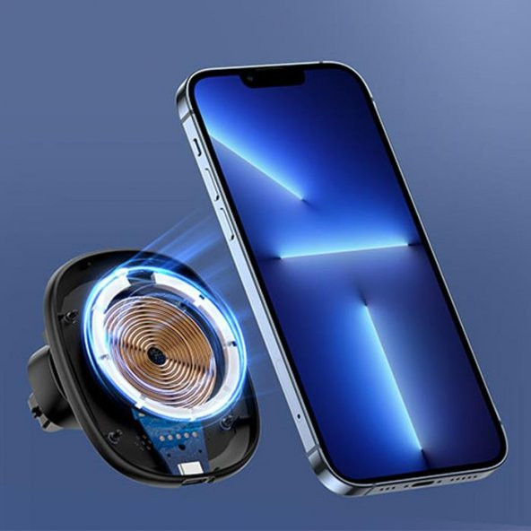 Coofbe Kablosuz Şarj 15W Araç Şarjı Magsafe Araç Telefon Tutucu İphone 14 13 12 11 Pro MAX Araç Şarjı - 4