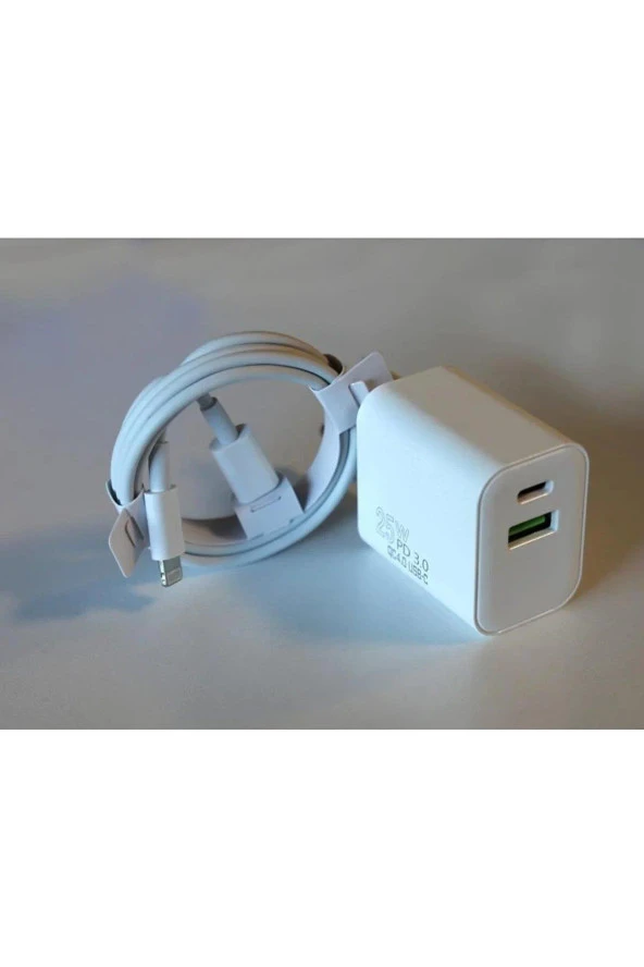 Elba Beyaz 25W Usb-c Ev Şarj Kafa + 1 Metre Type-c To Lightnıng Kablo PD3.0-QC4.0 Hızlı Şarj - Resim 2