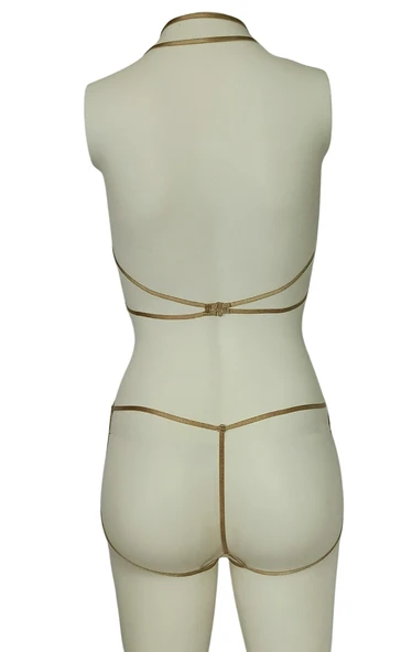 ASM1140 Kadın 2 li Gold Seviyore Bralet Sortlu Takım - 3