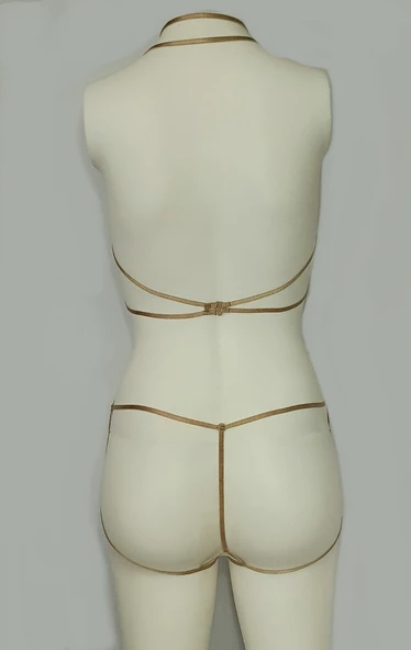 ASM1140 Kadın 2 li Gold Seviyore Bralet Sortlu Takım - 6