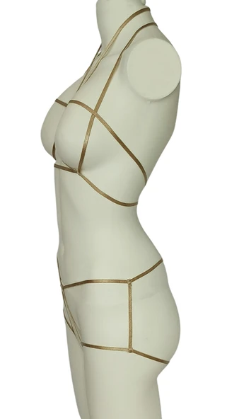 ASM1140 Kadın 2 li Gold Seviyore Bralet Sortlu Takım - 2