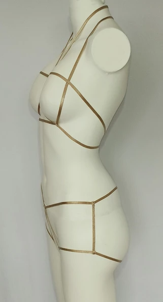 ASM1140 Kadın 2 li Gold Seviyore Bralet Sortlu Takım - 5