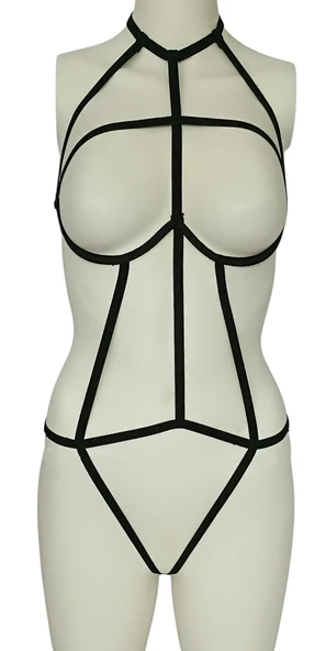 ASM1138 Kadın Siyah Kesişen Yollar Bady Suit