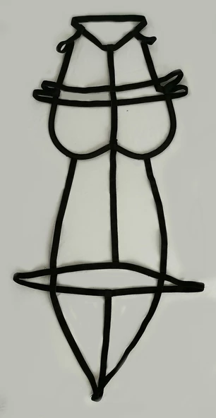 ASM1138 Kadın Siyah Kesişen Yollar Bady Suit - 8