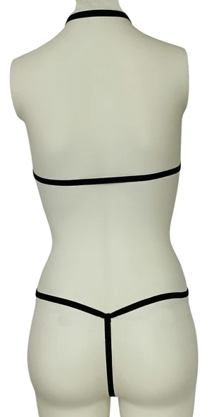 ASM1138 Kadın Siyah Kesişen Yollar Bady Suit - 3