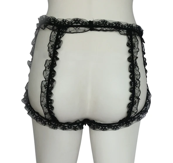 ASM1136 Kadın Siyah Kral Tacı Dantel Boxer - Resim 3