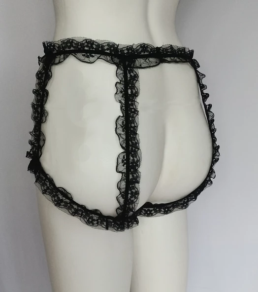 ASM1136 Kadın Siyah Kral Tacı Dantel Boxer - Resim 6