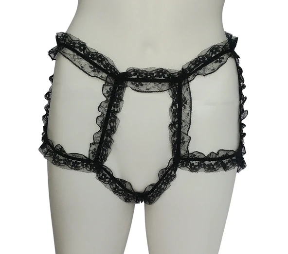 ASM1136 Kadın Siyah Kral Tacı Dantel Boxer ürün görseli 1