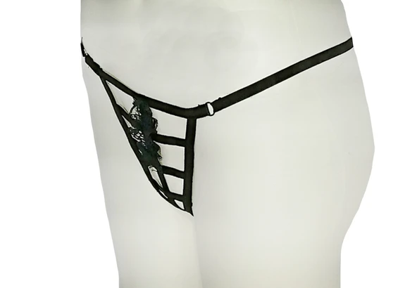 ASM1133 Kadın Siyah Kafesler Ardında String - Resim 3