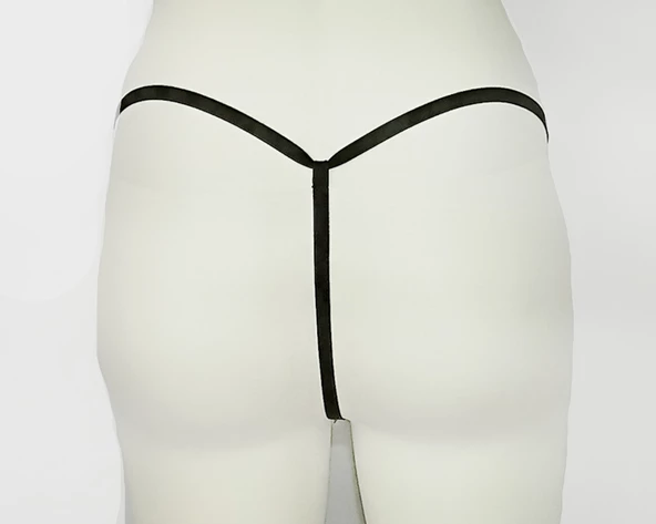 ASM1133 Kadın Siyah Kafesler Ardında String - Resim 6