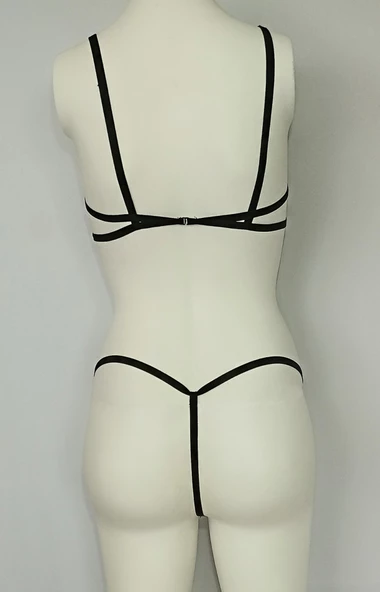 ASM1134 Kadın 2 li Siyah Kafesler Ardında Südyen Takım - Resim 6