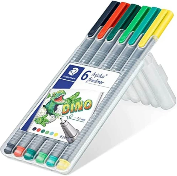 Staedtler Triplus 6'lı 0.3mm Üçgen Fineliner Dino Kalem Seti / SB6CS10 - Resim 2