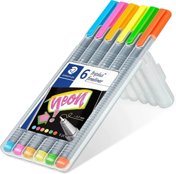 Staedtler Triplus 6'lı 0.3mm Üçgen Fineliner Neon Kalem Seti / SB6CS3 - Resim 2