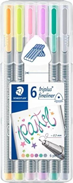 Staedtler Triplus 6'lı 0.3mm Üçgen Fineliner Pastel Kalem Seti / SB6CS1
