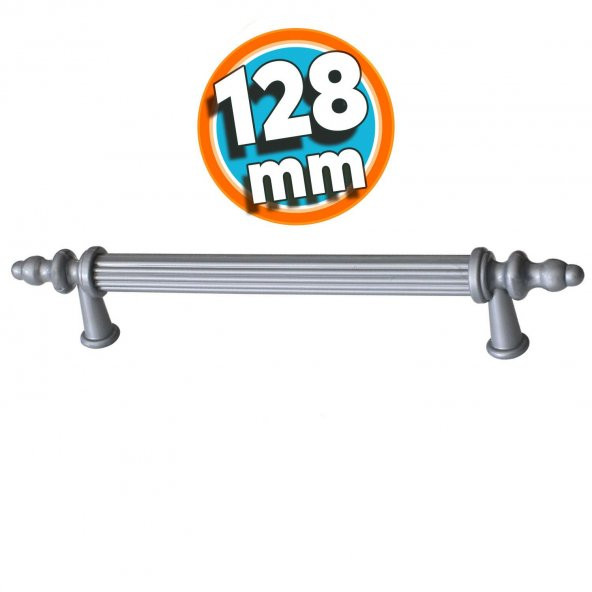 Çekmece Banyo Mutfak Dolap Kapak Kulpu Kulbu 128 mm Gri Sert Plastik Kulp