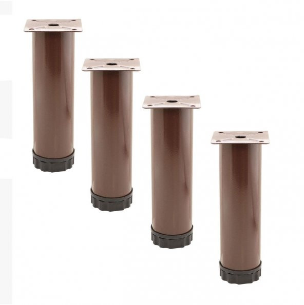 Mobilya Dolap Kanepe Baza Koltuk Metal Destek Ayağı Ayarlanabilir Kahverengi Ayak 12 cm (4 ADET)