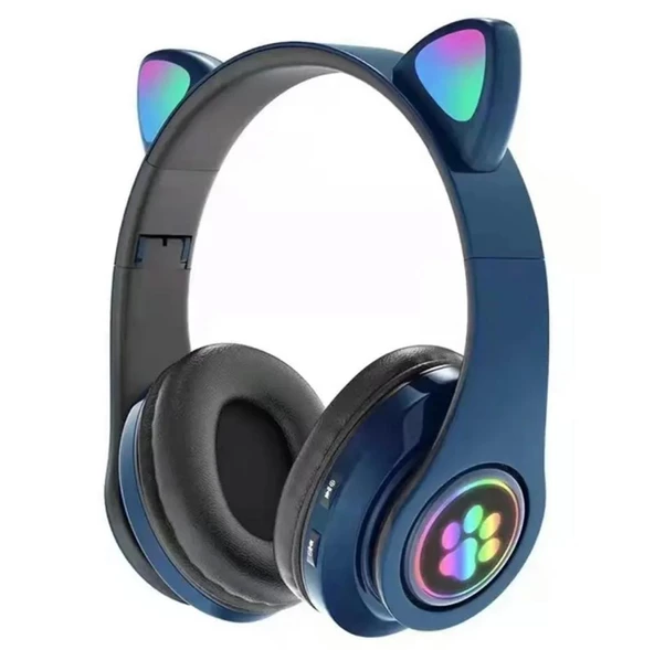 Kedi Kulak Rgb Led Işıklı Kablosuz Bluetooth Kulaklık Mikronlu Hafıza Kartı Girişli Kedi Kulaklık - 5